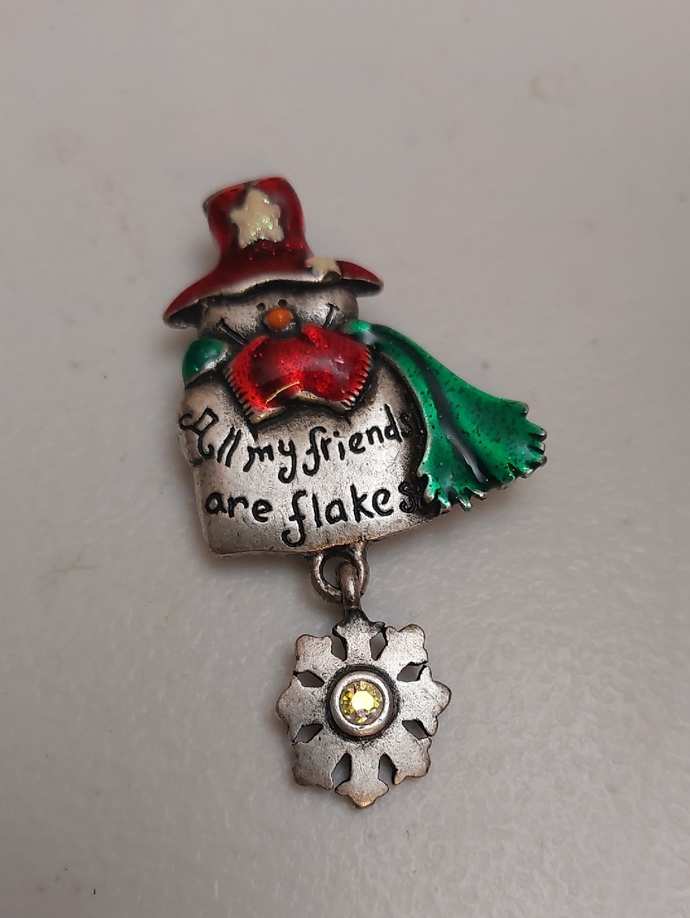 Funny Humor Vintage AJMC All My Friends Are Flakes Cat Snowflakes Brooch Pin